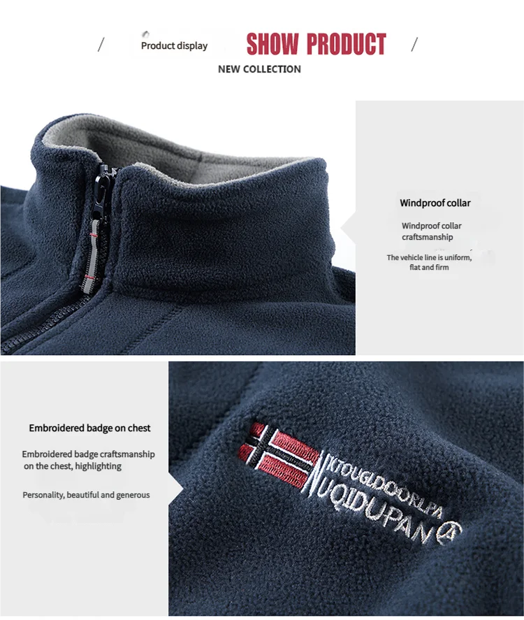 Thickened Fleece Double-sided Fleece Jacket for Men Casual Loose Autumn Winter Warm Clothing Norway Single Imported Sweatshirt
