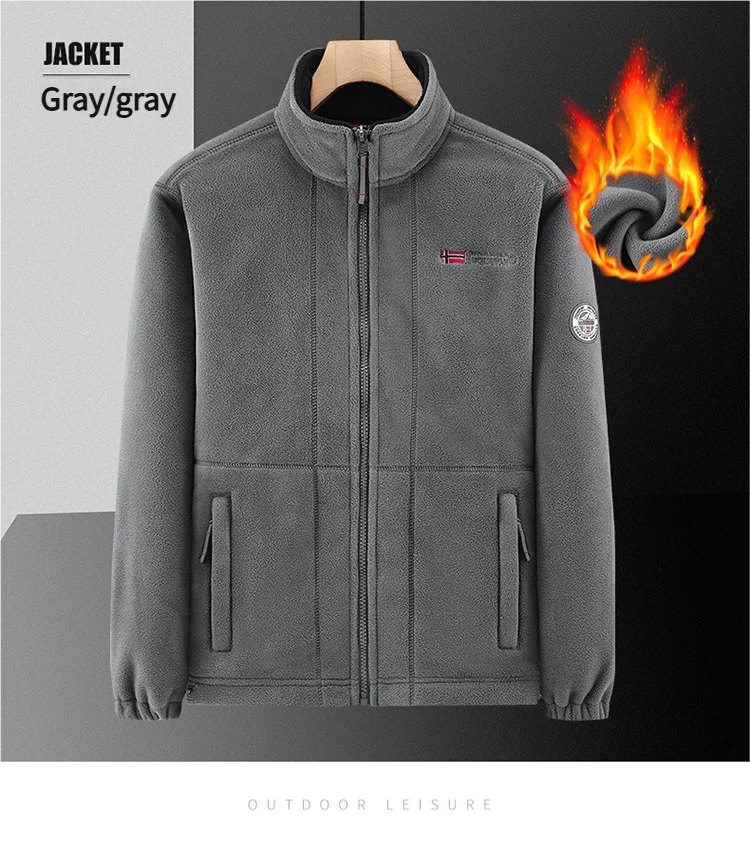 Thickened Fleece Double-sided Fleece Jacket for Men Casual Loose Autumn Winter Warm Clothing Norway Single Imported Sweatshirt