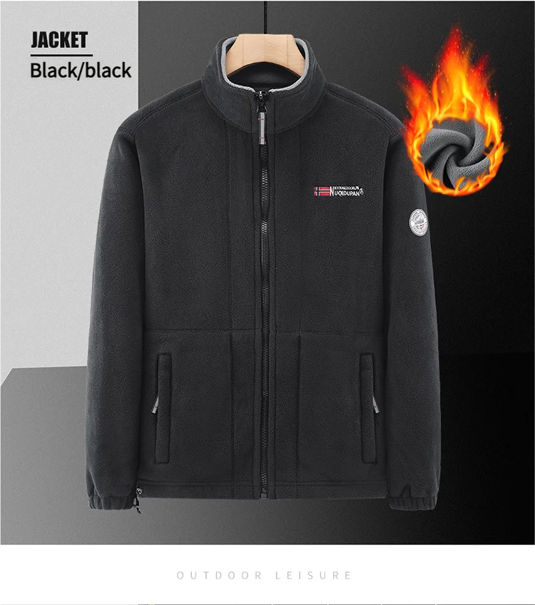 Thickened Fleece Double-sided Fleece Jacket for Men Casual Loose Autumn Winter Warm Clothing Norway Single Imported Sweatshirt