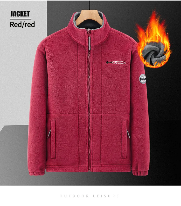 Thickened Fleece Double-sided Fleece Jacket for Men Casual Loose Autumn Winter Warm Clothing Norway Single Imported Sweatshirt