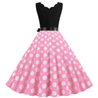 Women Dot Print Dress Summer Sexy V-neck Sleeveless Elegant Vintgae Party Dress Vestidos  S~3XL Robe Femme