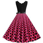 Women Dot Print Dress Summer Sexy V-neck Sleeveless Elegant Vintgae Party Dress Vestidos  S~3XL Robe Femme