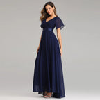 Evening Dresses XUCTHHC Elegant V-Neck Ruffles Chiffon Formal Evening
