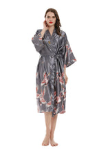Robe de chambre femme satinée – Imprimé oiseaux