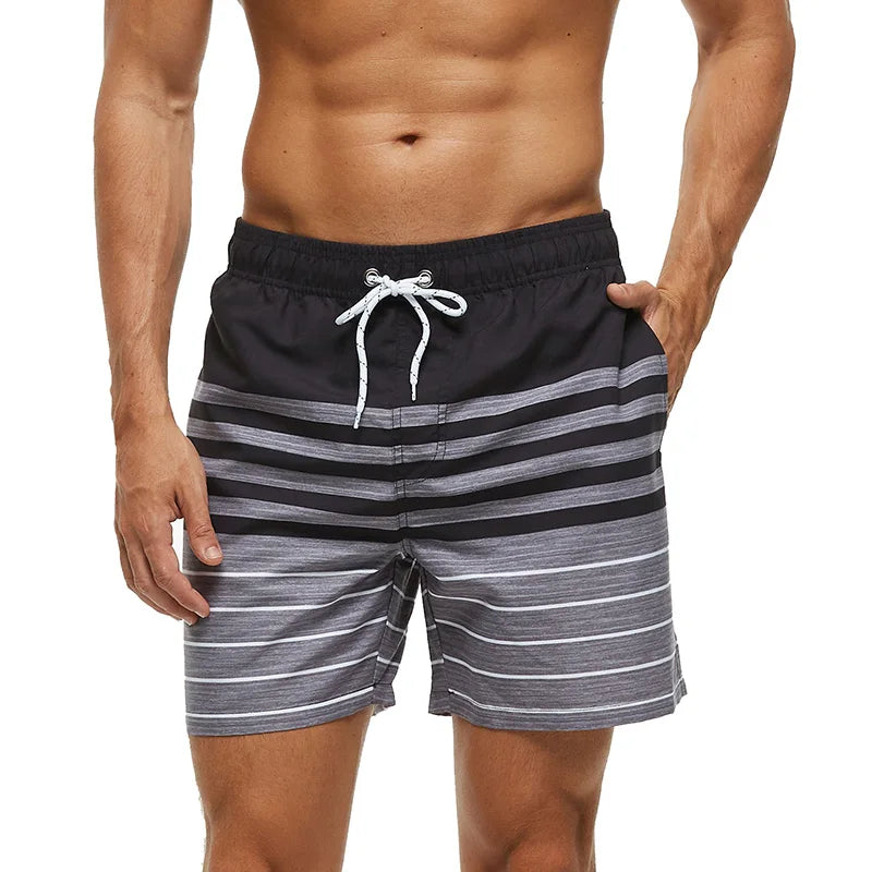 ESCATCH Fast Dry Men's Board Shorts Vertical Stripe New Arrival 2026 Summer Beach Surfing Breathable Mesh Liner Plus Size Shorts