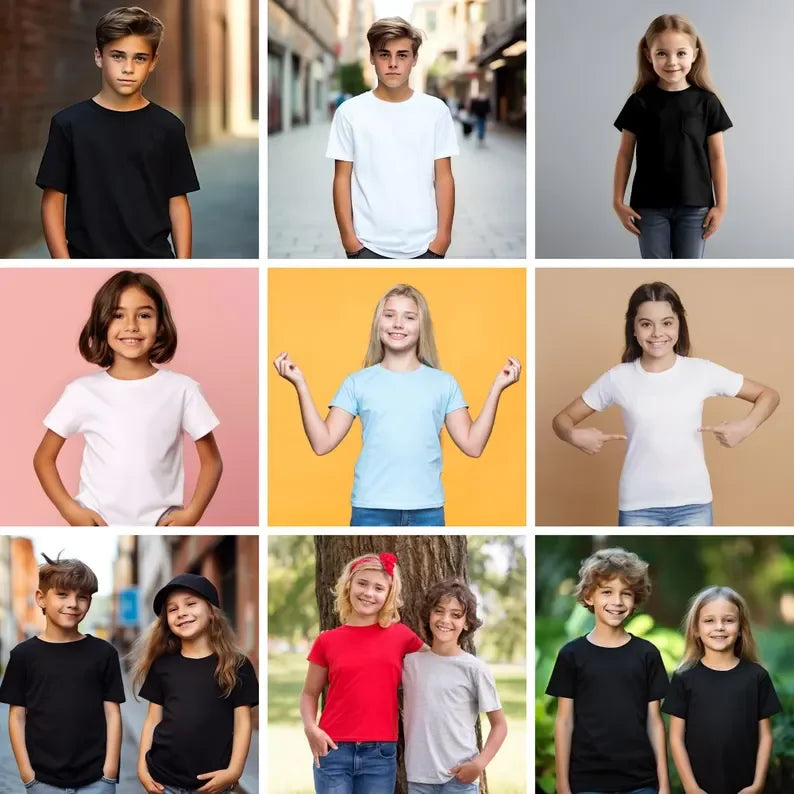 USA Warehouse Custom logo Printing Printed Youth Child Plain White Children 100% Cotton Tee t Shirts T-shirt for Kids Boys Girl