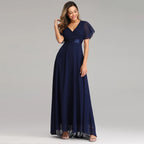 Evening Dresses XUCTHHC Elegant V-Neck Ruffles Chiffon Formal Evening