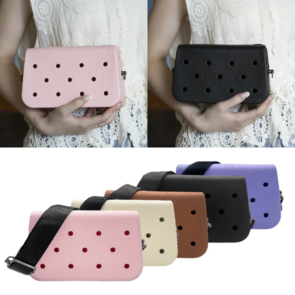 Kids EVA Mini Tote Bag for Clog Charms Safe Soft Material Cute DIY Punch Hole Design Fun Crossbody Bag for School and Playtime