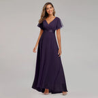 Evening Dresses XUCTHHC Elegant V-Neck Ruffles Chiffon Formal Evening