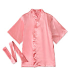 Peignoir fille rose « Princess » – Effet satiné et ceinture