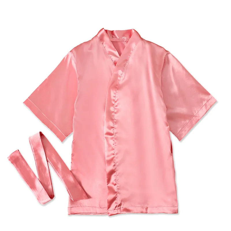 2-7Y 2021 New Spring Bathrobe For Children Girls Pink Color Long Sleeves Smooth Fabric PrincessPrint Fashion Girl Clothes