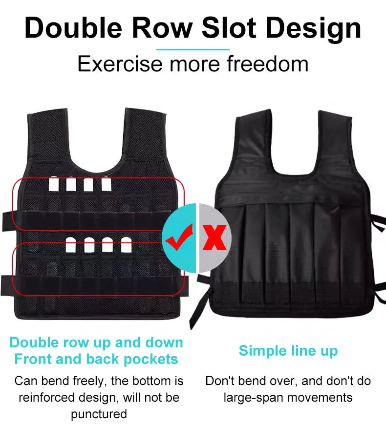 Gilet Lesté Réglable – Entraînement Boxe Fitness Charge Jusqu’à 50 kg