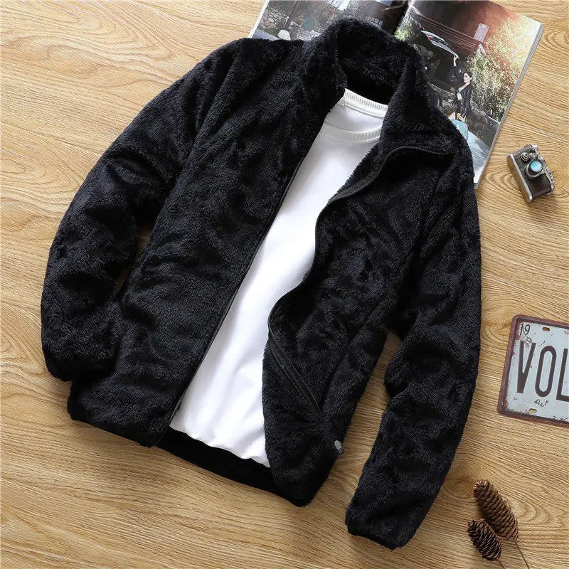 Plus Velvet Thick Coat Men's Spring Winter Korean Version Loose 2026 New Men's Youth Casual Fleece Jacket Male Oversized Clothes
