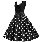 Women Dot Print Dress Summer Sexy V-neck Sleeveless Elegant Vintgae Party Dress Vestidos  S~3XL Robe Femme