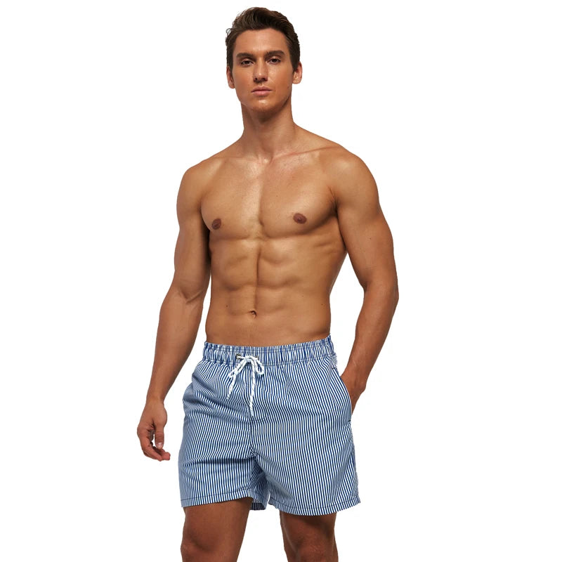 ESCATCH Fast Dry Men's Board Shorts Vertical Stripe New Arrival 2026 Summer Beach Surfing Breathable Mesh Liner Plus Size Shorts
