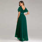 Evening Dresses XUCTHHC Elegant V-Neck Ruffles Chiffon Formal Evening