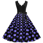 Women Dot Print Dress Summer Sexy V-neck Sleeveless Elegant Vintgae Party Dress Vestidos  S~3XL Robe Femme
