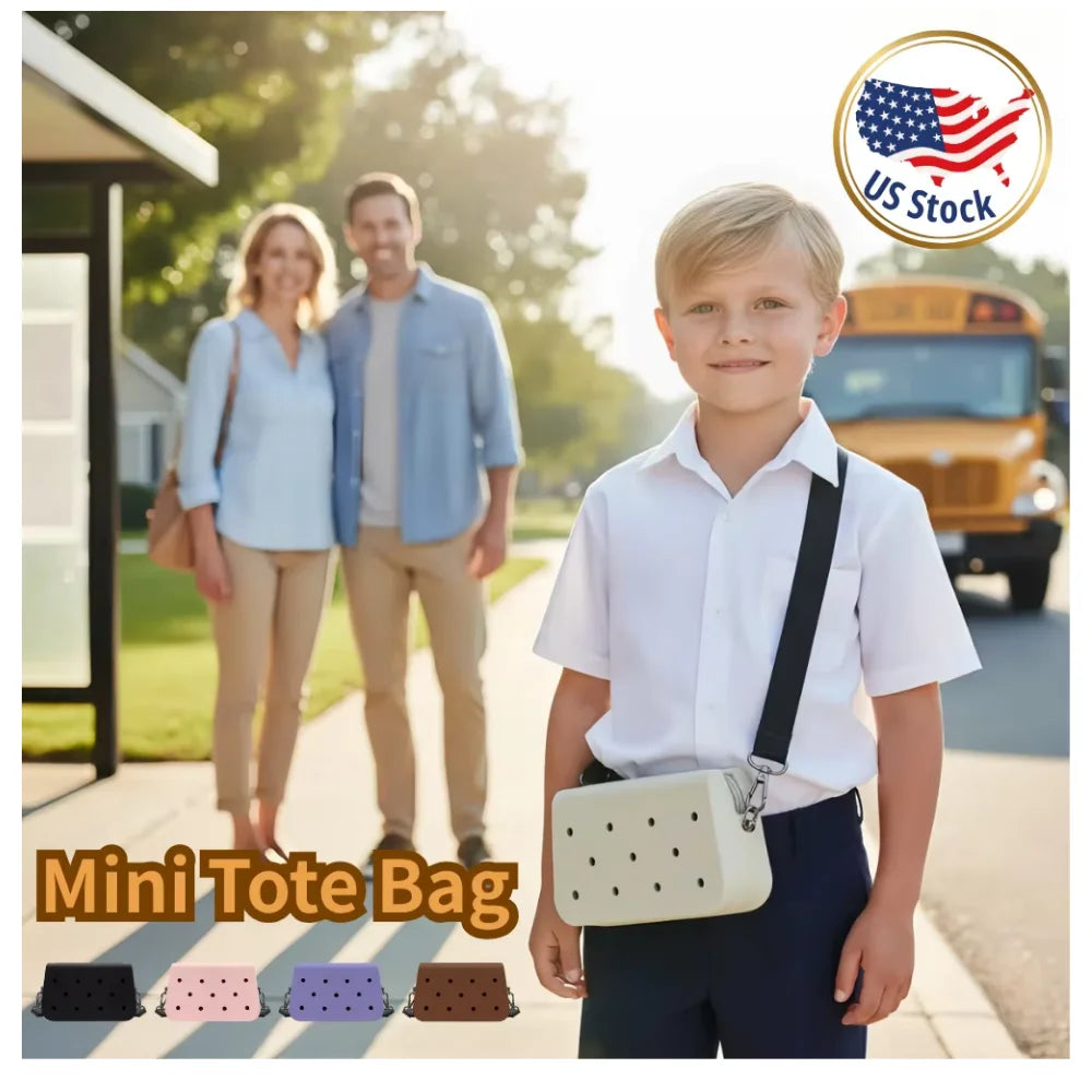 Kids EVA Mini Tote Bag for Clog Charms Safe Soft Material Cute DIY Punch Hole Design Fun Crossbody Bag for School and Playtime