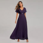Evening Dresses XUCTHHC Elegant V-Neck Ruffles Chiffon Formal Evening