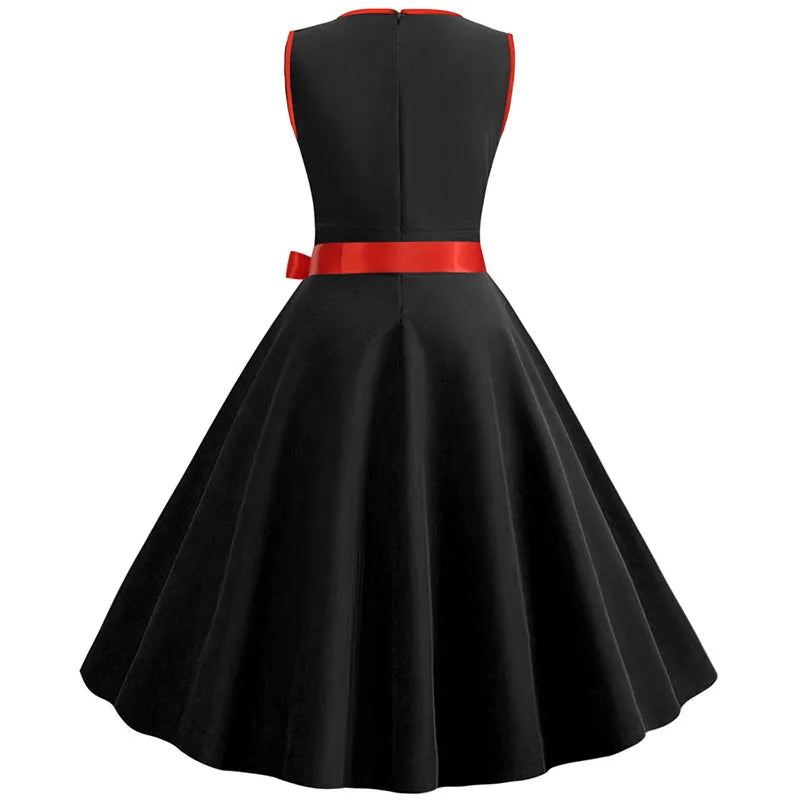 Robe vintage femme à pois – Coupe A-line sans manches