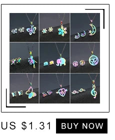 Parure Bijoux Femme Minimaliste – Collier + Boucles d’Oreilles Acier Inoxydable