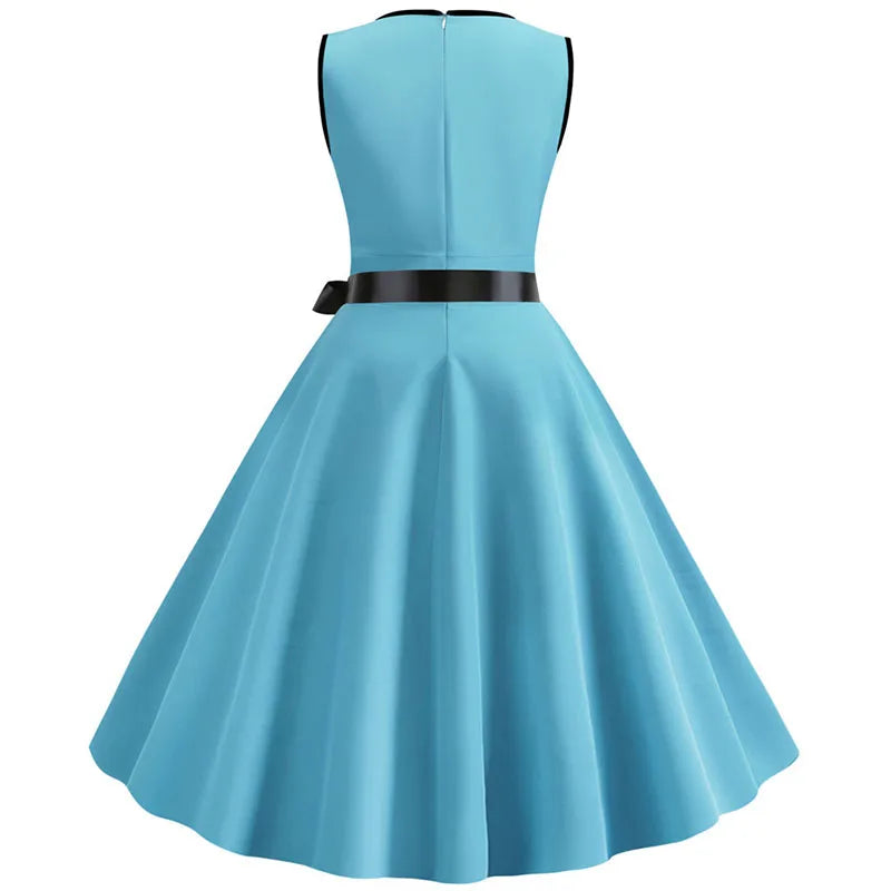 Robe vintage femme à pois – Coupe A-line sans manches