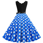 Women Dot Print Dress Summer Sexy V-neck Sleeveless Elegant Vintgae Party Dress Vestidos  S~3XL Robe Femme