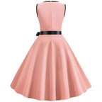 Robe rétro femme à pois – Col V et jupe évasée
