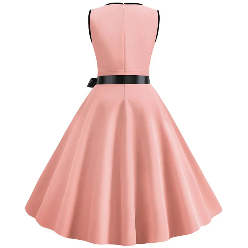 Robe vintage femme à pois – Coupe A-line sans manches