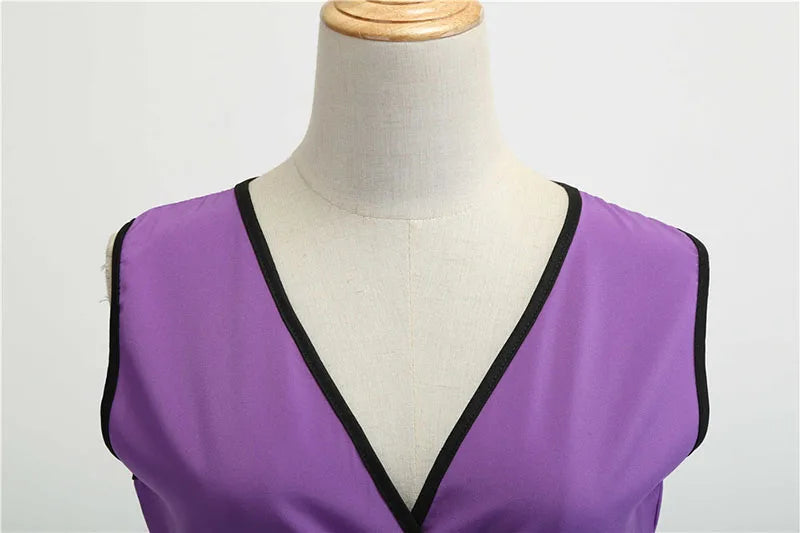 Robe vintage femme à pois – Coupe A-line sans manches