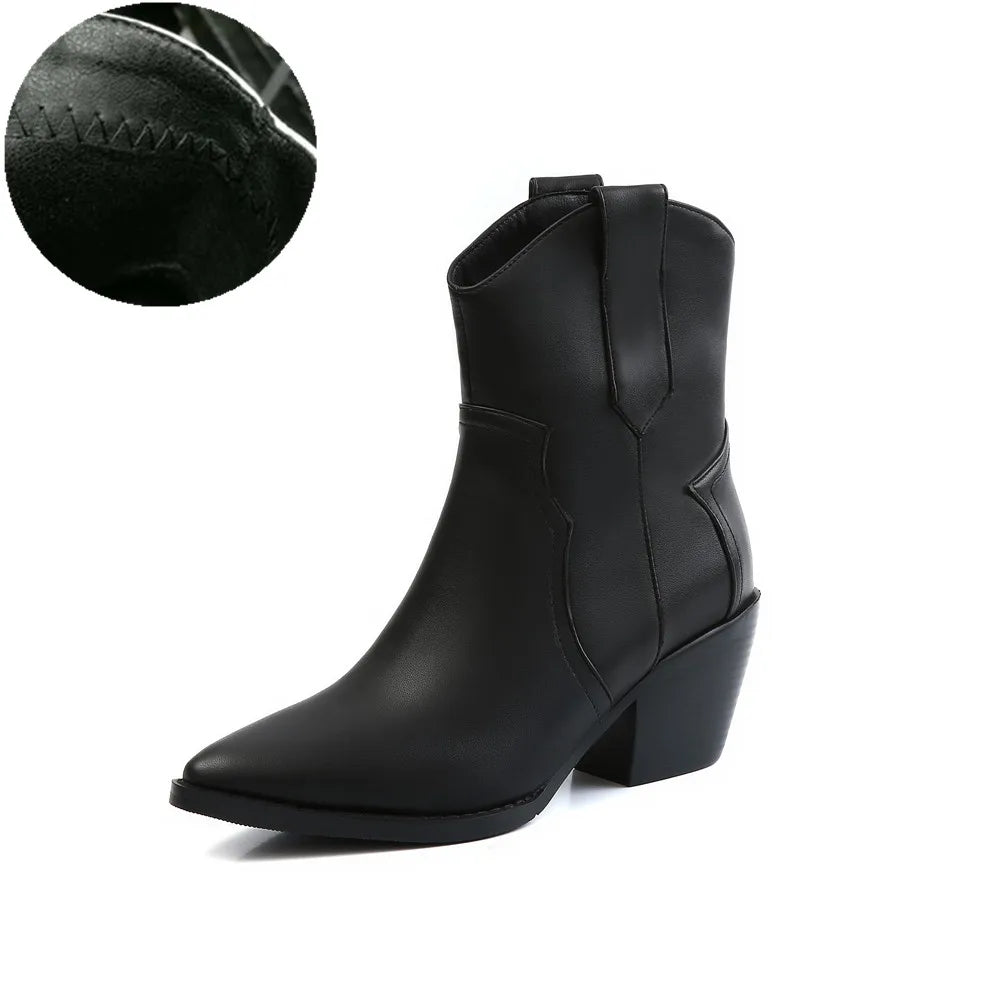 Bottines Chelsea Cowgirl Femme – Bout Pointu Talon Carré 7cm Western 2025