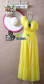 2024 Summer ruffle bohemia chiffon dress vestidos femininos tropical