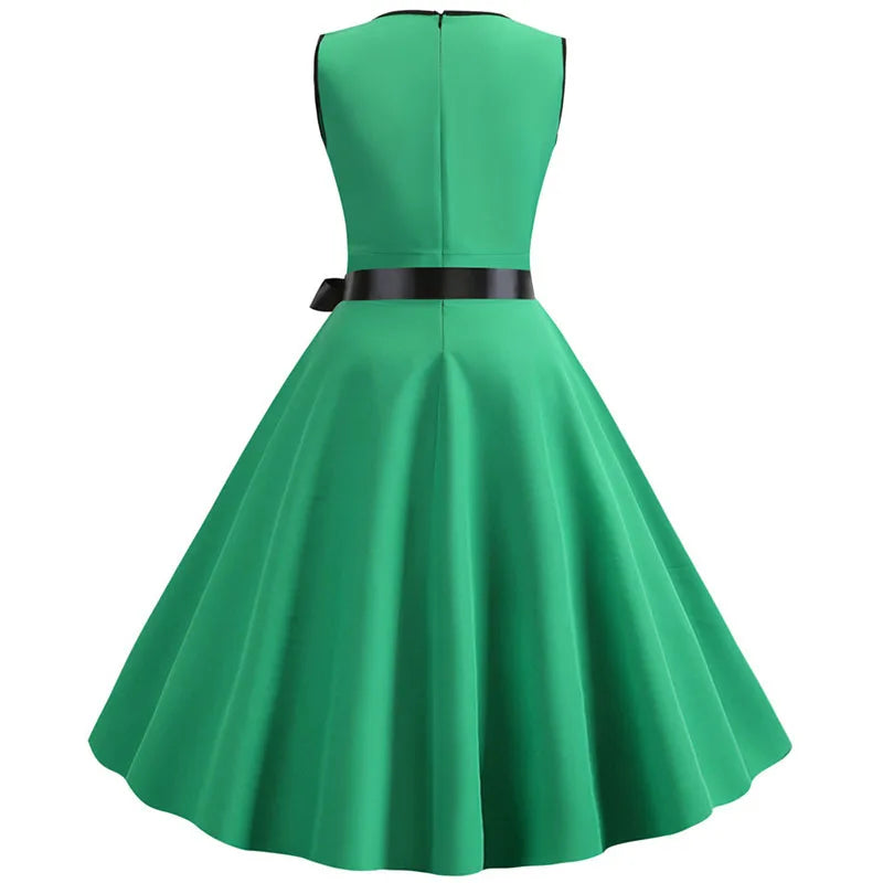 Robe vintage femme à pois – Coupe A-line sans manches