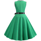 Robe rétro femme à pois – Col V et jupe évasée