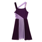Women Ballet Dance Dress Adult Modern Contemporary Lyrical Dance Costumes Sleeveless Color Block Gymnastics Leotard Dancewear