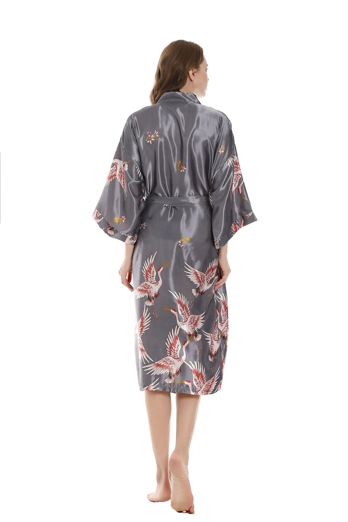 Robe de chambre femme mi-longue – Satin à poches