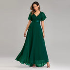 Evening Dresses XUCTHHC Elegant V-Neck Ruffles Chiffon Formal Evening