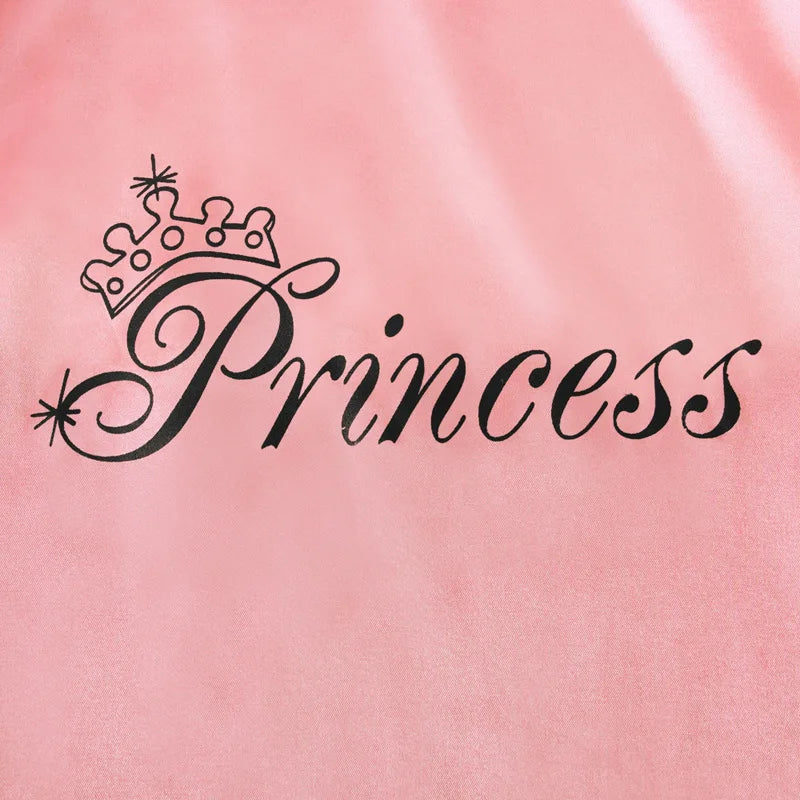 2-7Y 2021 New Spring Bathrobe For Children Girls Pink Color Long Sleeves Smooth Fabric PrincessPrint Fashion Girl Clothes