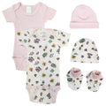 UD2 Newborn Baby Girl 5pc Clothing Sets Custom Logo Solid Pattern Cotton and Knitted for Spring Season Toddlers and Kids