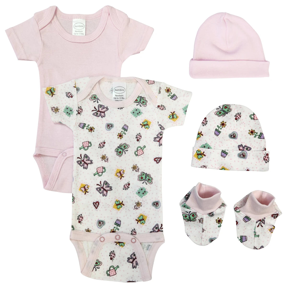 UD2 Newborn Baby Girl 5pc Clothing Sets Custom Logo Solid Pattern Cotton and Knitted for Spring Season Toddlers and Kids