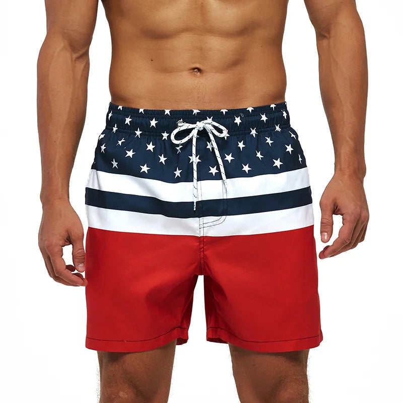 ESCATCH Fast Dry Men's Board Shorts Vertical Stripe New Arrival 2026 Summer Beach Surfing Breathable Mesh Liner Plus Size Shorts
