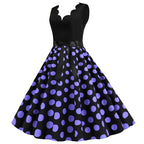 Women Dot Print Dress Summer Sexy V-neck Sleeveless Elegant Vintgae Party Dress Vestidos  S~3XL Robe Femme