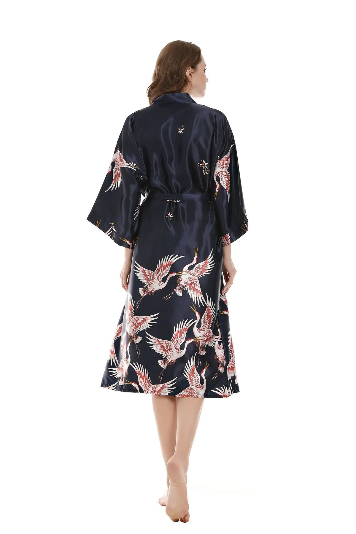 Robe de chambre femme mi-longue – Satin à poches