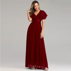 Evening Dresses XUCTHHC Elegant V-Neck Ruffles Chiffon Formal Evening