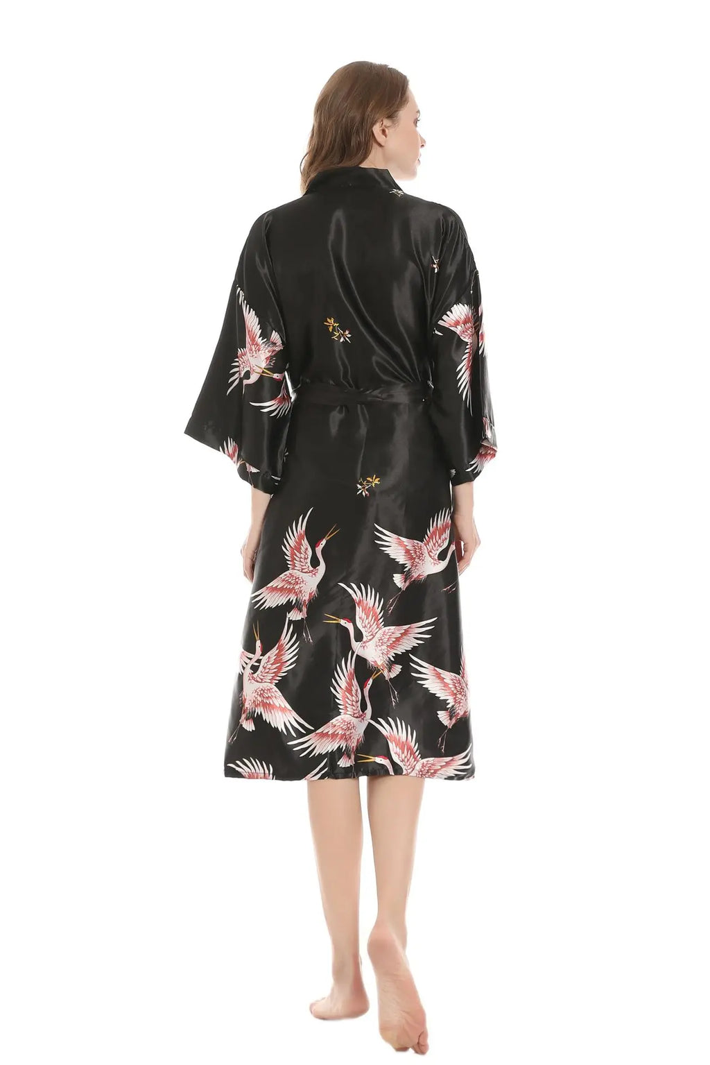 Robe de chambre femme mi-longue – Satin à poches