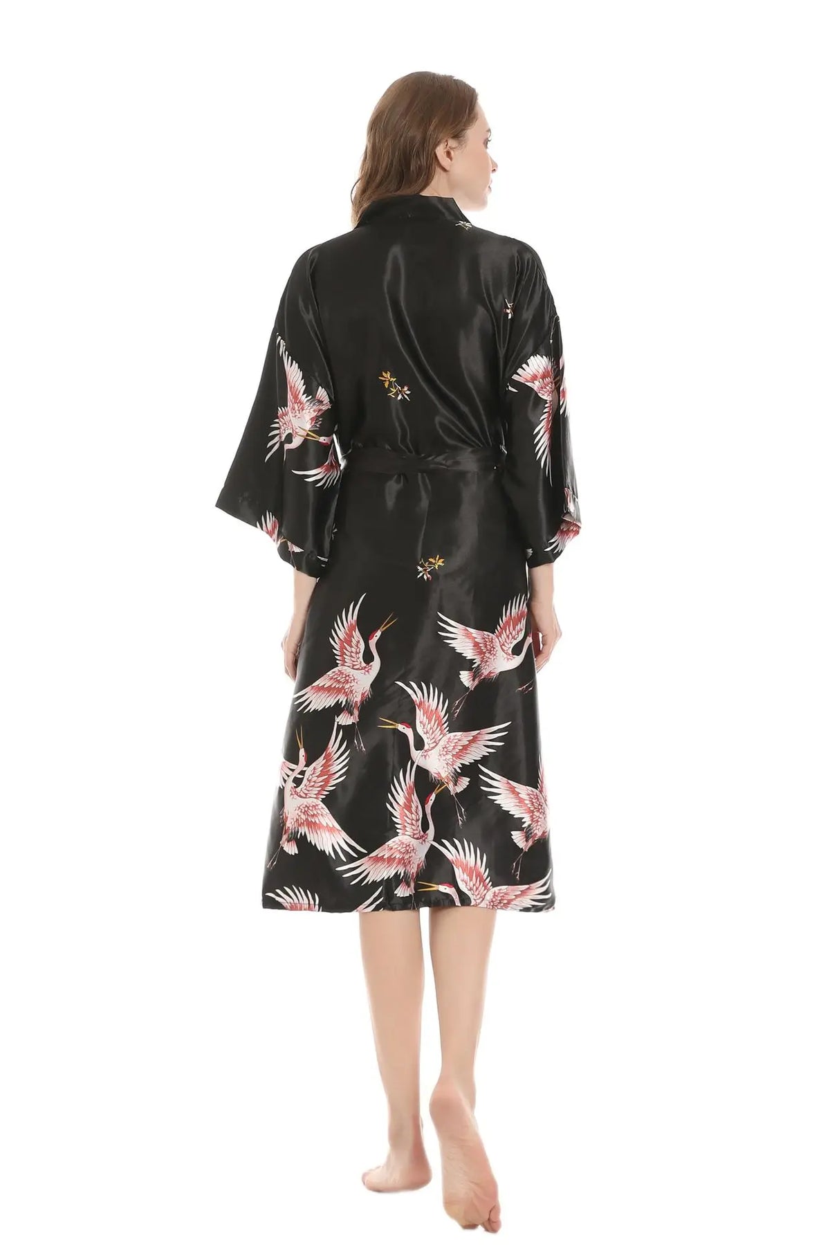 Robe de chambre femme mi-longue – Satin à poches