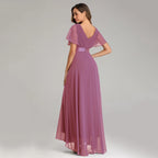 Evening Dresses XUCTHHC Elegant V-Neck Ruffles Chiffon Formal Evening