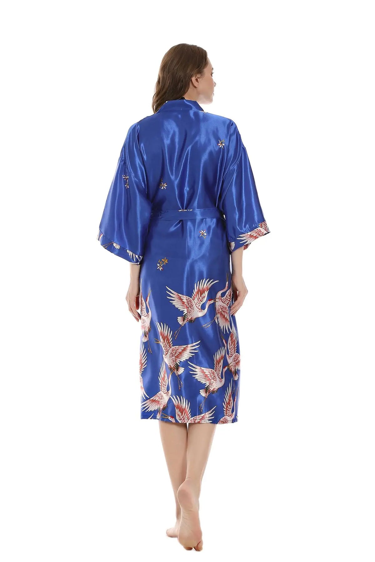 Robe de chambre femme mi-longue – Satin à poches