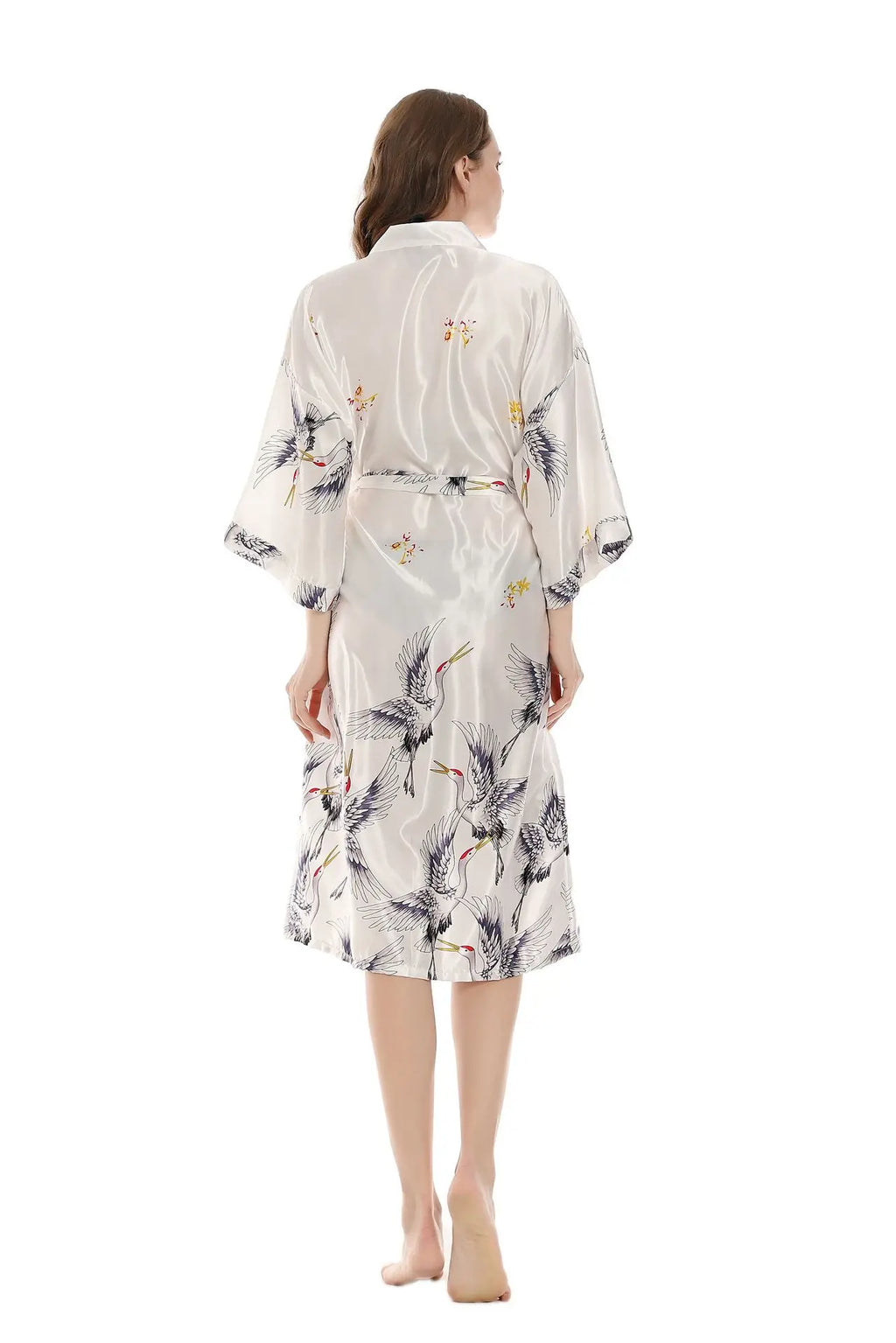 Robe de chambre femme mi-longue – Satin à poches