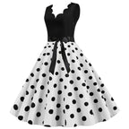 Women Dot Print Dress Summer Sexy V-neck Sleeveless Elegant Vintgae Party Dress Vestidos  S~3XL Robe Femme